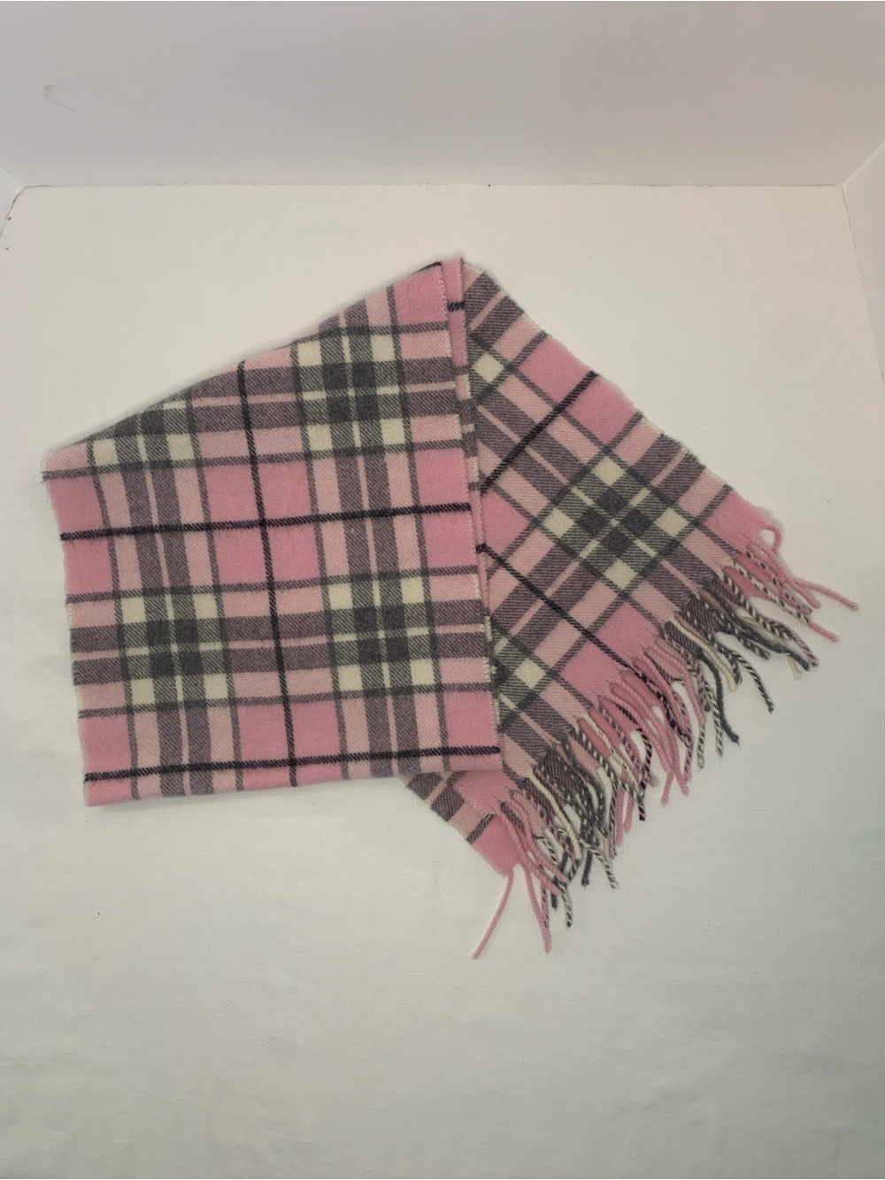 Pink Plaid Merino Wool Fringe Scarf - Women Accessories